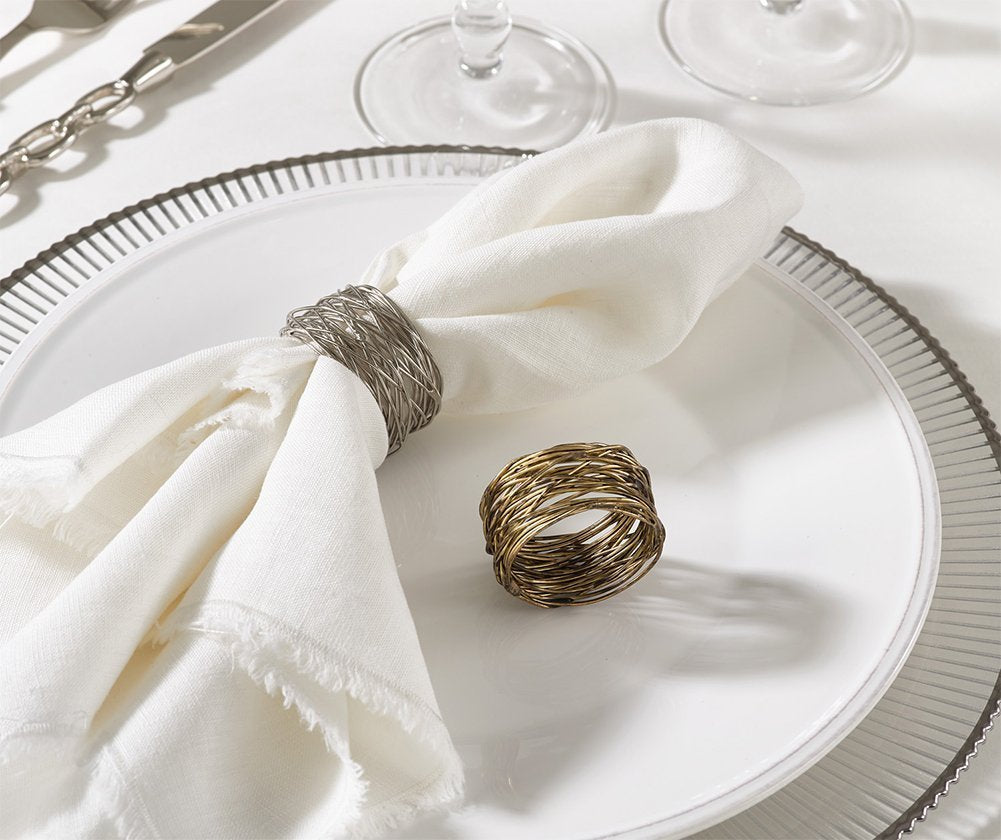 Fennco Styles Metal Design Napkin Rings - Sold Per 4 (Gold)
