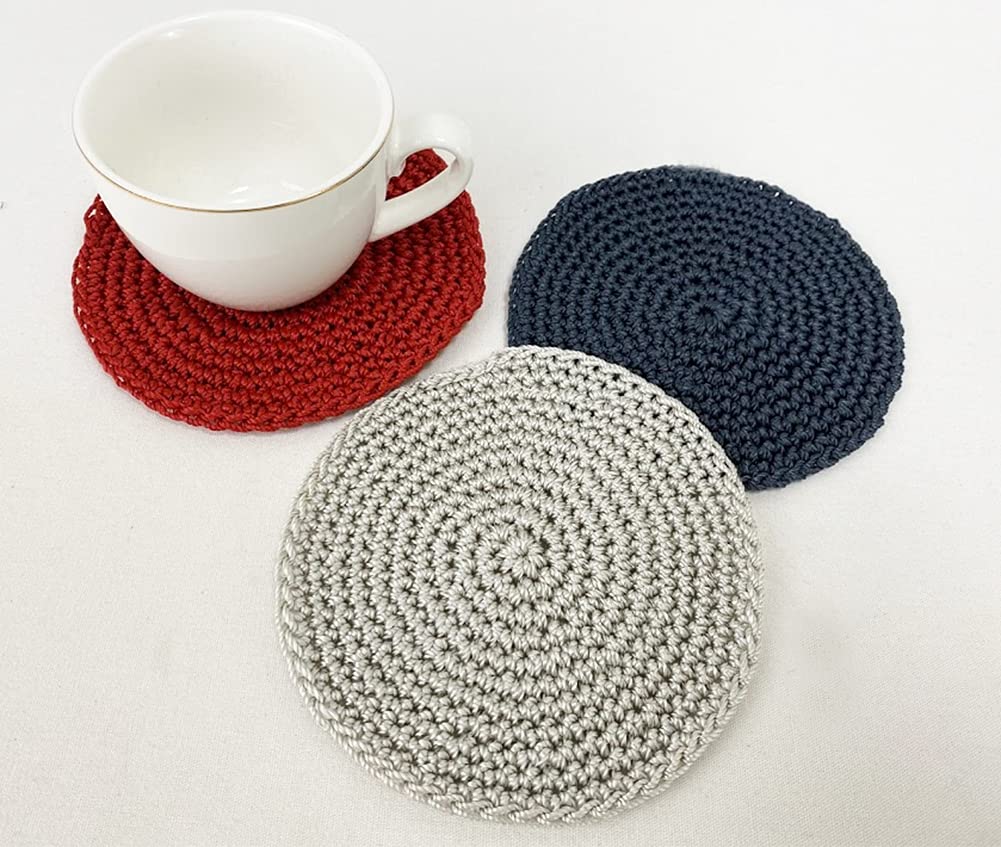 Fennco Styles Handmade Crochet Cocktail Drink Coasters 5-Inch Round, Set of 4 - Doilies for Everyday Use, Holiday, Farmhouse, Décor, Tea Party and Special Occasion