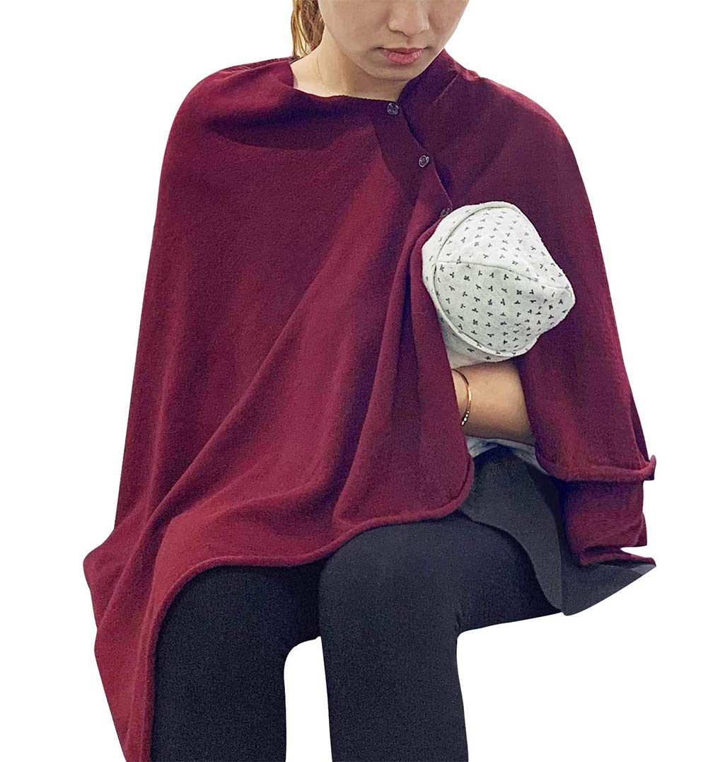 stylesilove Multi-Use Knit Nursing Shawl Poncho Adjustable Buttons for Breastfeeding Protection Nursing Cover Infinity Scarf