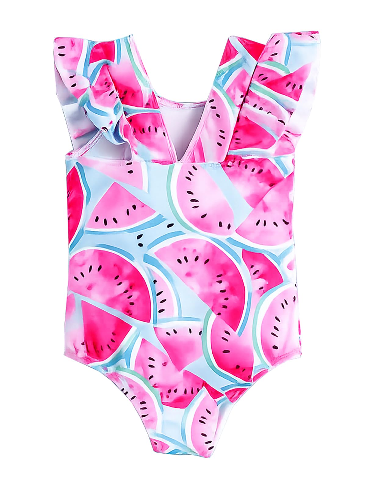Stylesilove Toddler Girls Watermelon One Piece Swimsuit Ruffle Swimwear
