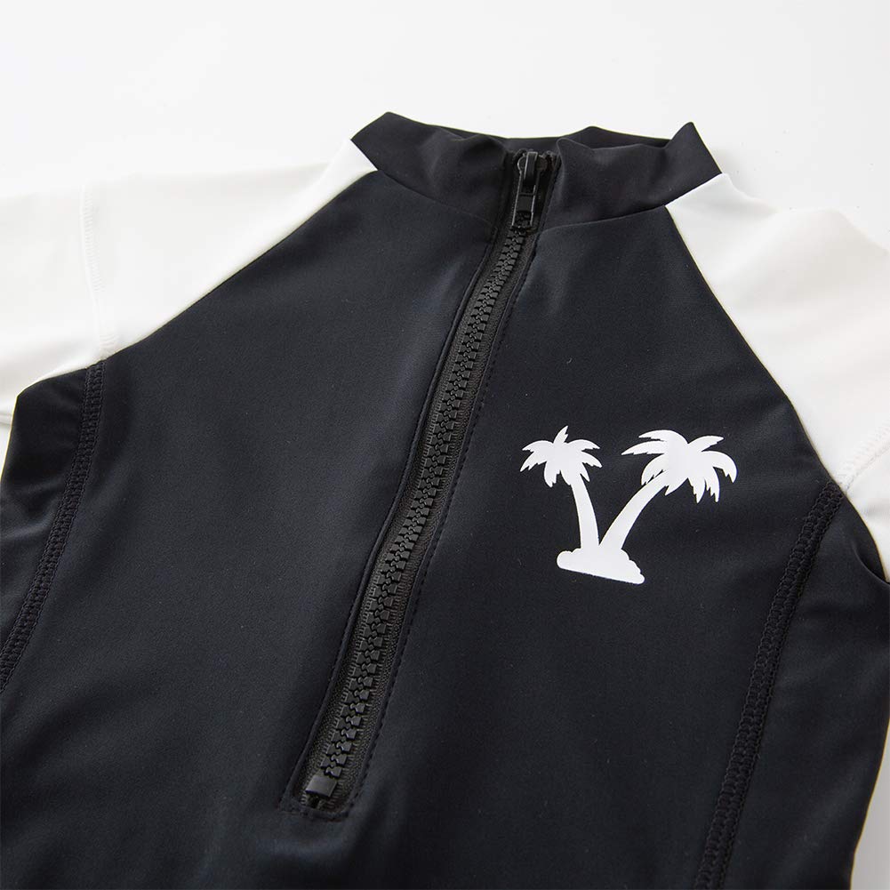 Styles I Love Kid Boys Black Long Sleeve One-Piece Zipper Rash Guard Swimsuit with Swim Hat 2pcs Beach Swimwear