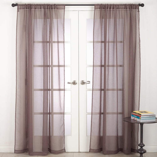 Fennco Styles Elegant Sheer Home Décor Rod Pocket Window Curtain Single 1 Panel for Bedroom, Living Room, Patio Door Backing Sliding Glass Door Drape, 54 Inches W x 108 Inches L, Chocolate