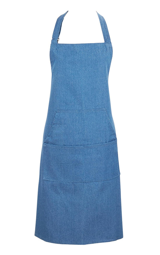 Fennco Styles Adjustable Denim Kitchen Home Full Size Apron with Large Front Pockets 27" W X 35" L - Blue Cooking Apron for Everyday Use, BBQ Parties, Holidays and Family Gatherings