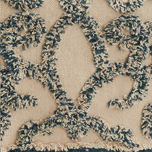 Fennco Styles Modern Tufted Cotton Table Runner 16" W x 72" L - Blue Rectangular Table Cover for Boho Décor, Dining Table, Banquets, Family Gathering and Special Events
