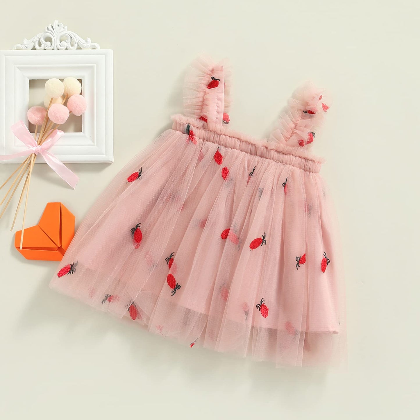 stylesilove Baby Toddler Girls Sleeveless Fruit Daisy Mesh Tulle Flower Girl Dress Birthday Wedding Party Tutu Sundress