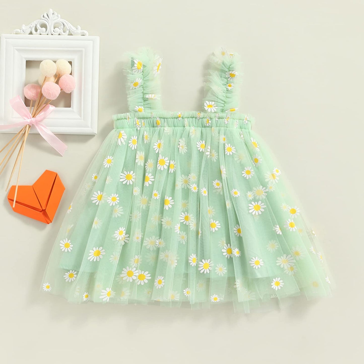 stylesilove Baby Toddler Girls Sleeveless Fruit Daisy Mesh Tulle Flower Girl Dress Birthday Wedding Party Tutu Sundress