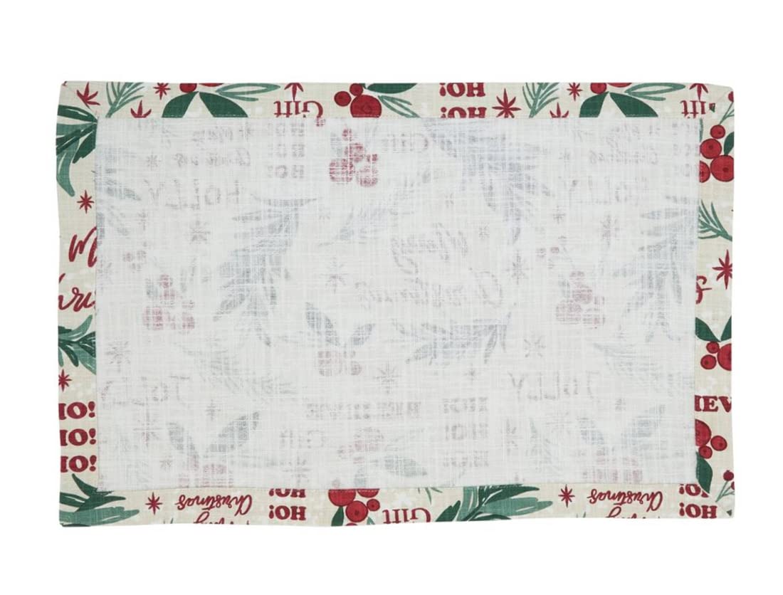 Fennco Styles Holly Christmas Cotton Table Runner 14" W x 72" L – Multicolor Woven Festive Table Cover for Winter Festivals, Holidays Décor, Banquets, Family Gatherings and Special Events