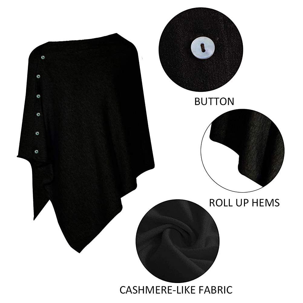 stylesilove Multi-Use Knit Nursing Shawl Poncho Adjustable Buttons for Breastfeeding Protection Nursing Cover Infinity Scarf