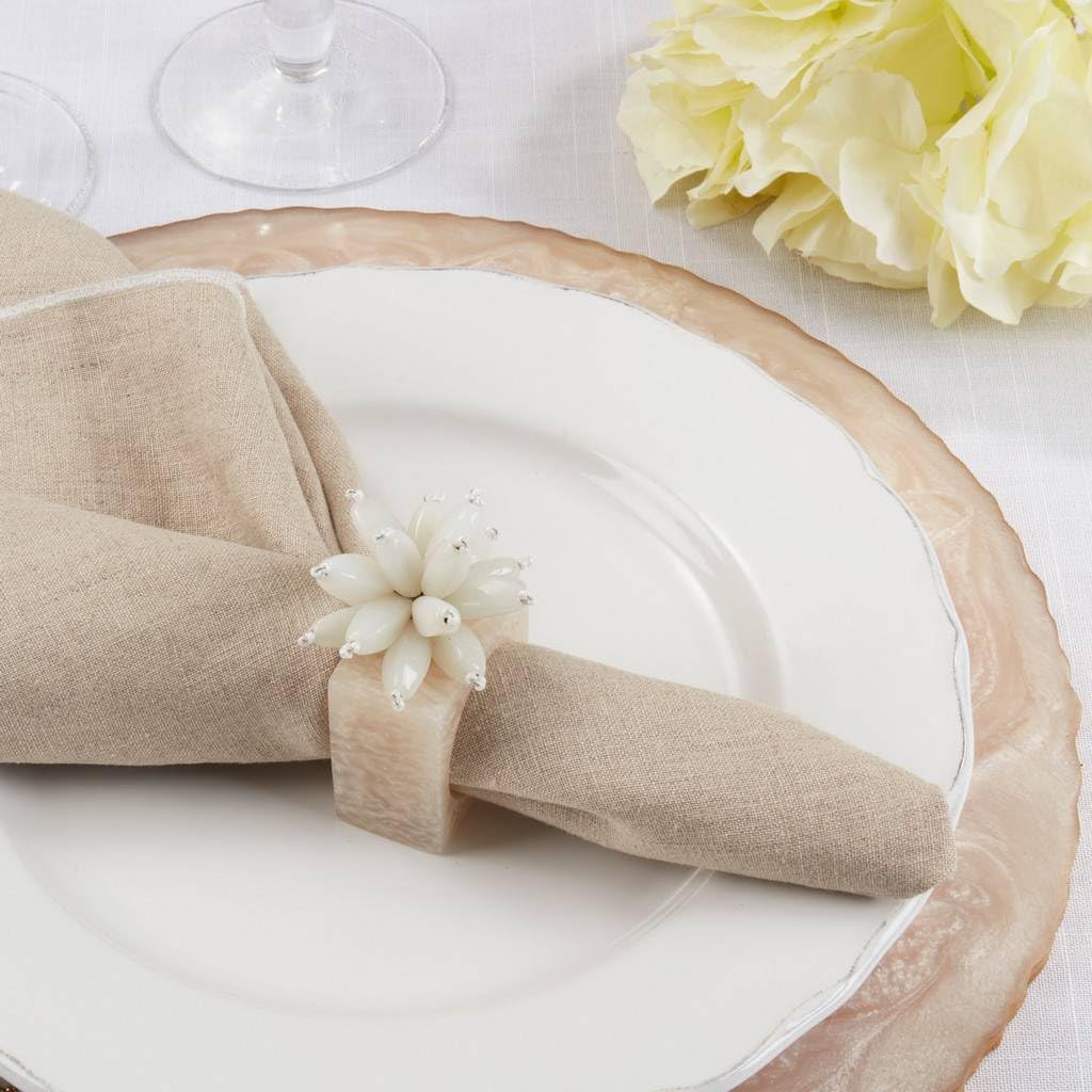 Fennco Styles Beaded Enchanted Bloom Resin Napkin Rings, Set of 4