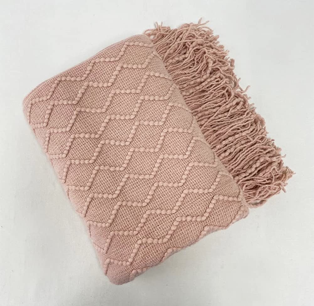 Fennco Styles Modern Textured Weave Knit Throw with Fringe 50" W x 60" L - Chevron Throw Blanket for Sofa, Couch, Living Room, Bedroom Décor