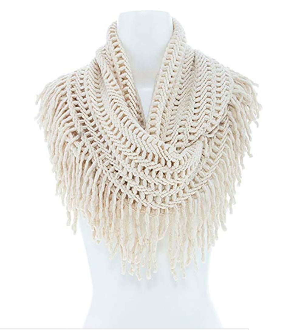 stylesilove Women Cozy Knit Tassel Infinity Loop Scarf - 8 Colors