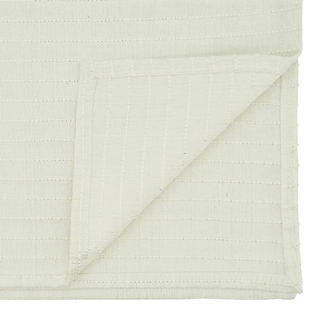 Fennco Styles Shimmer Striped Cotton Table Runner 16" W X 72" L - Ivory Table Cover for Home, Dining Room, Banquets, Family Gatherings, Everyday Use and Special Occasions