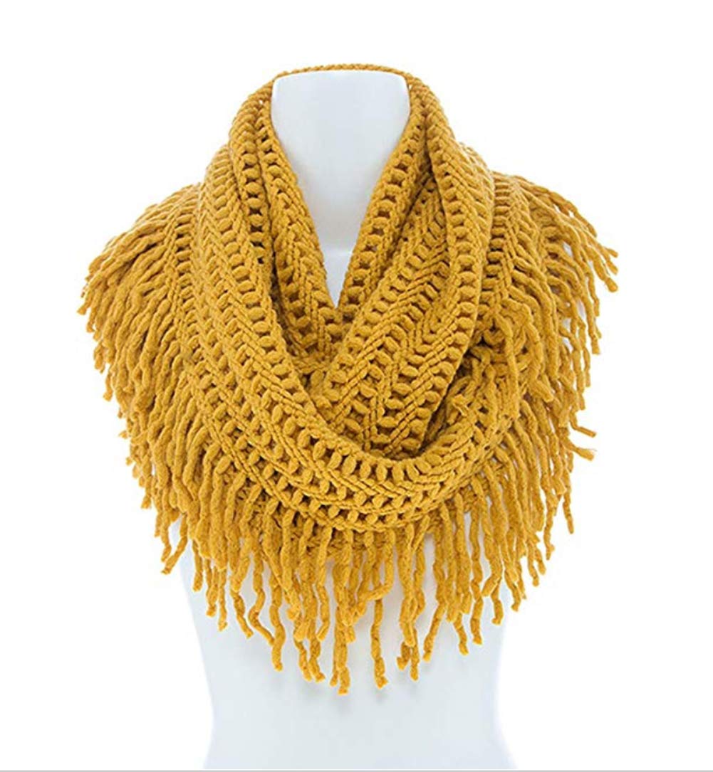 stylesilove Women Cozy Knit Tassel Infinity Loop Scarf - 8 Colors