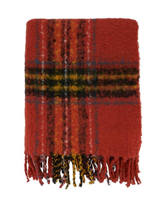 Fennco Styles Fall Plaid Modern Tassel Throw Blanket 50" W x 60" L - Orange Blanket for Bed, Couch, Sofa, Living Room and Holiday Décor
