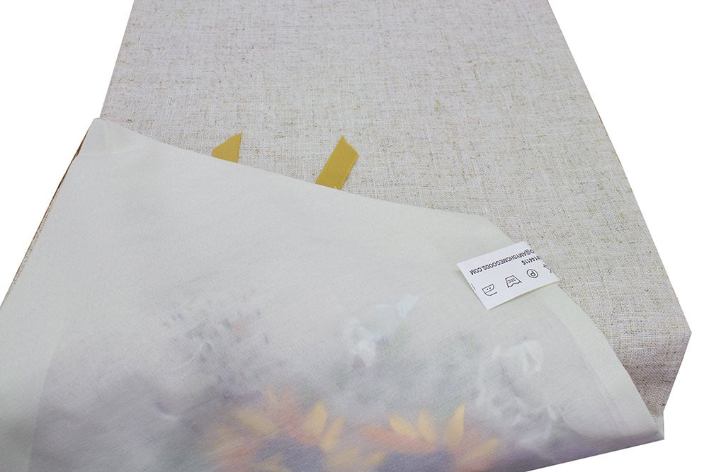 Fennco Styles Handmade Ribbon Embroidery Flower Decorative Linen Table Runner 13 x 72 Inch
