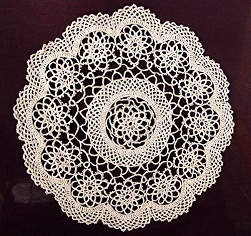 Fennco Styles 4-Piece Handmade Tatting Lace Floral Cotton Coaster Doilies, 8-inch Round