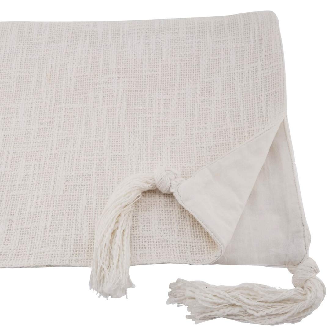 Fennco Styles Classic Solid Color Cotton Table Runner with Tasseled Design 16 x 72 Inch Table Cover for Home Décor, Dining Table, Banquets and Special Occasion