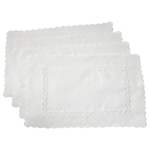 Fennco Styles Abigail Collection Embroidered Braid Pattern Ocean Waves Table Linens(14" x 20" Place Mat)