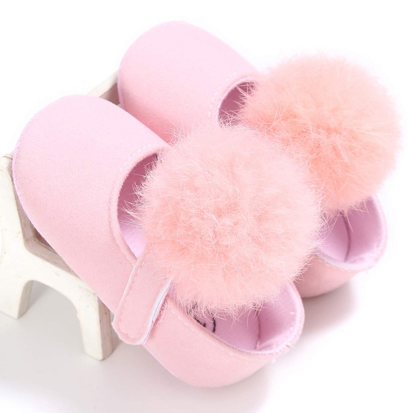 stylesilove Infant Baby Girl Cute Pom Pom Solid Ballet Soft Sole Anti-Slip Crib Shoes Pre-Walker Shoes 0-18M, 5 Colors