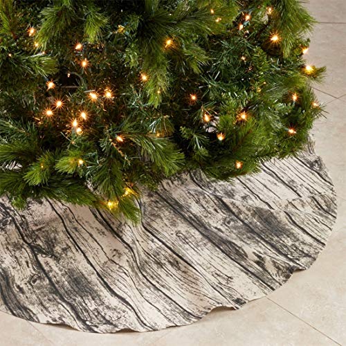 Fennco Styles Country Wood Grain Design Cotton Christmas Tree Skirt 58 x 58 Inch - Natural Tree Skirt for Home Décor, Christmas Tree Decorations and Holiday Party
