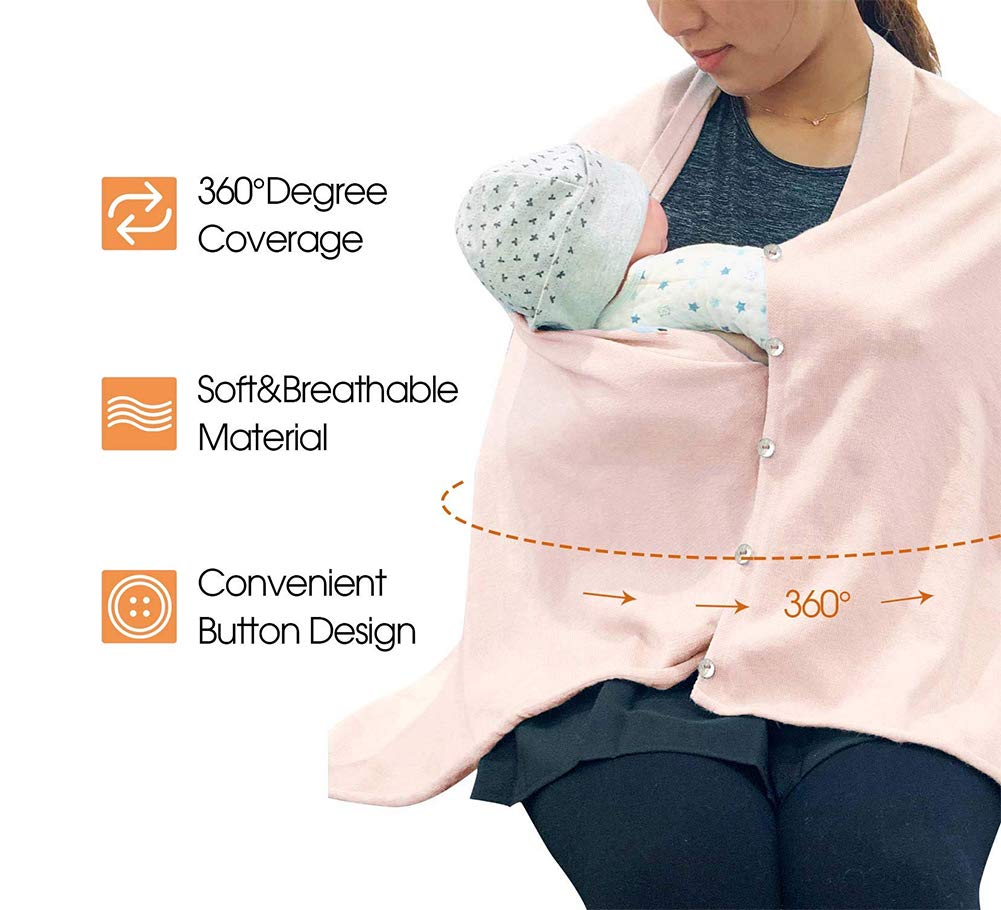 stylesilove Multi-Use Knit Nursing Shawl Poncho Adjustable Buttons for Breastfeeding Protection Nursing Cover Infinity Scarf