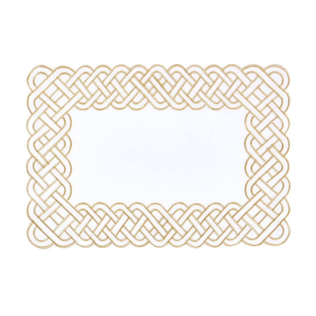 Fennco Styles Braid Emroidered Metallic Border Table Runner 16" W x 54" L - Silver Table Cover for Home Décor, Everyday Use, Christmas, Banquets and Special Events
