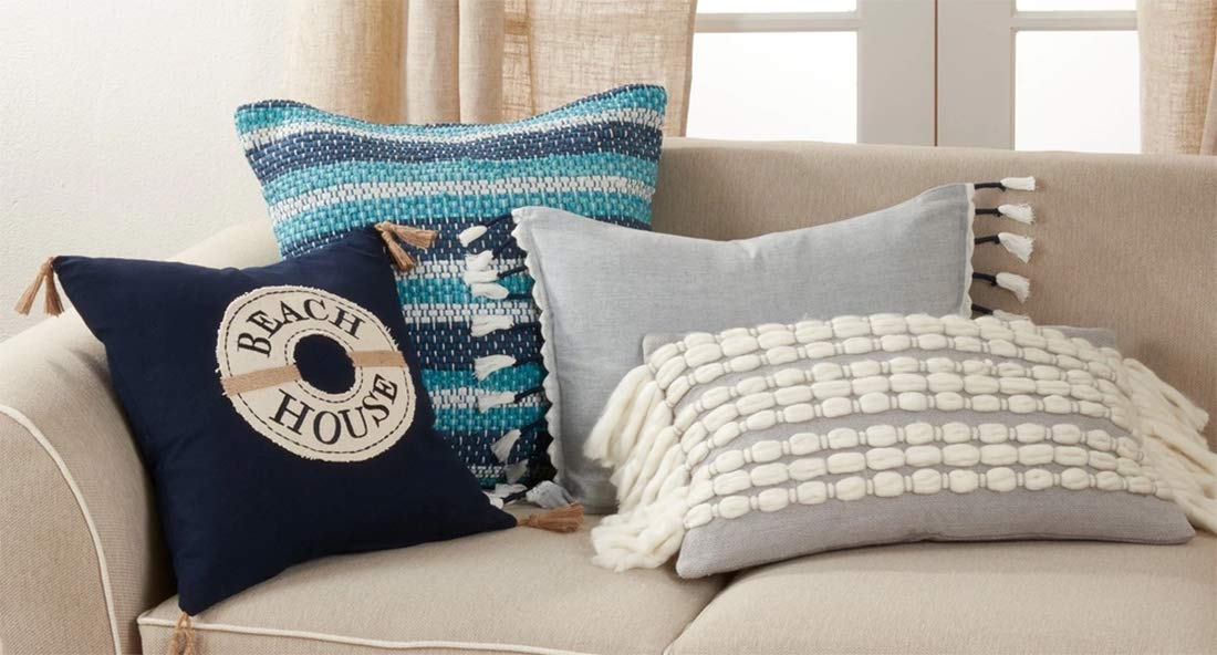 Fennco Styles Tasseled Design Pure Cotton Decorative Throw Pillow – 16" W x 23" L Rectangular Cushion for Couch, Sofa, Bedroom, Office and Living Room Décor