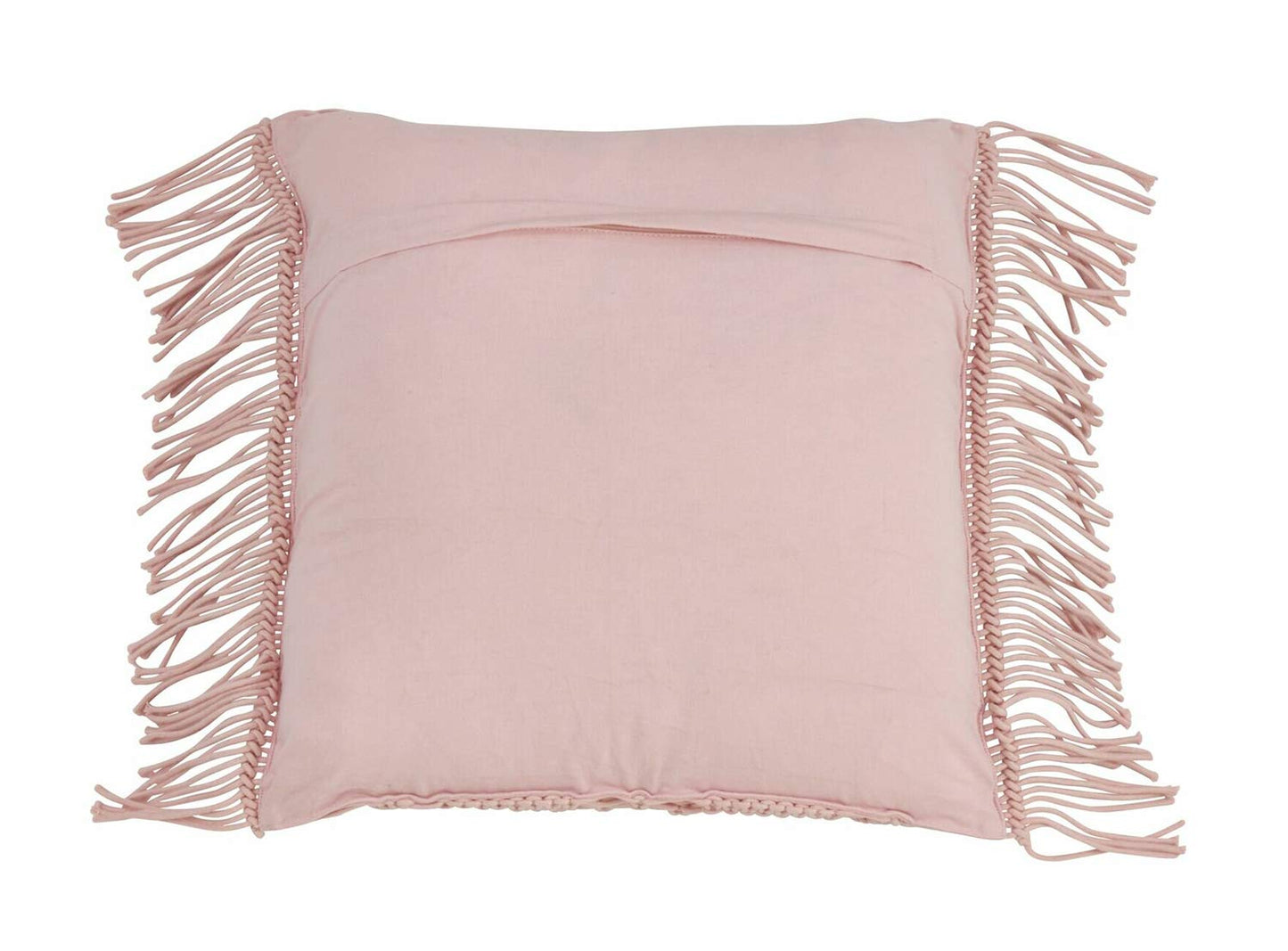 Fennco Styles Macramé Collection Shabby Chic Stripe Fringed Trim 100% Pure Cotton 18 x 18 Inch Throw Pillow with Case & Insert – Mint Accent Pillow for Couch, Bedroom and Living Room Décor