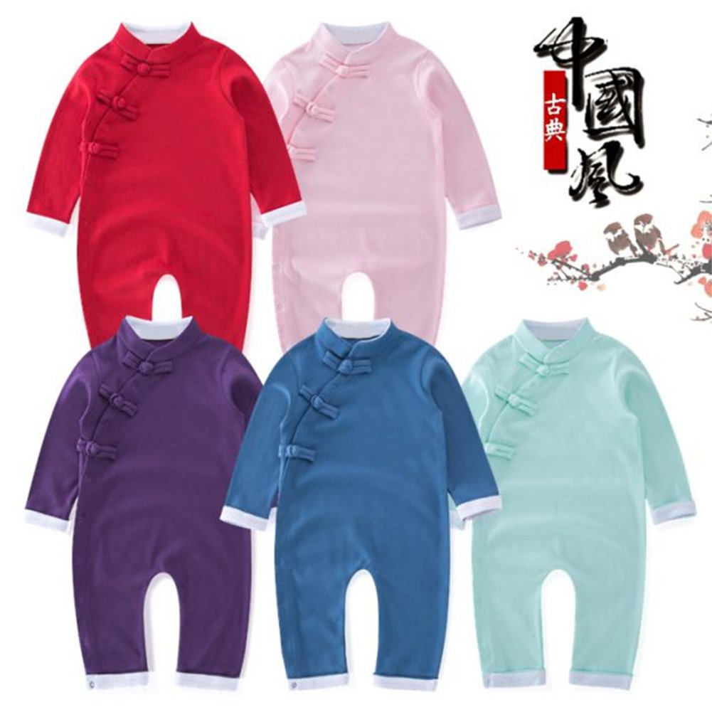 stylesilove Cute Traditional Asian Style Cotton Baby Boy Romper Costume