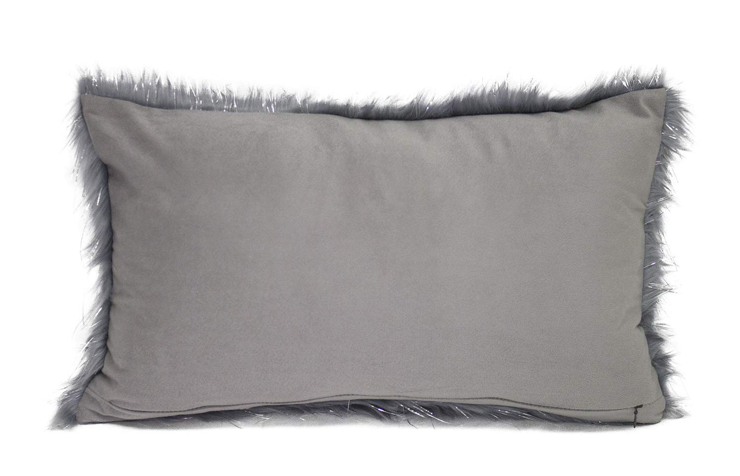 Fennco Styles Holiday Christmas Decorative Exquisite Faux Fur with Silver Metallic Thread Throw Pillow - 2 Colors