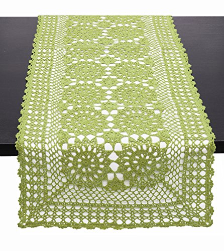 Fennco Styles Handmade Crochet Mandala Cotton Rectangular Table Runner - Vintage Table Cover for Home, Dining Room, Holidays, Family Gatherings, Banquets and Special Occasions