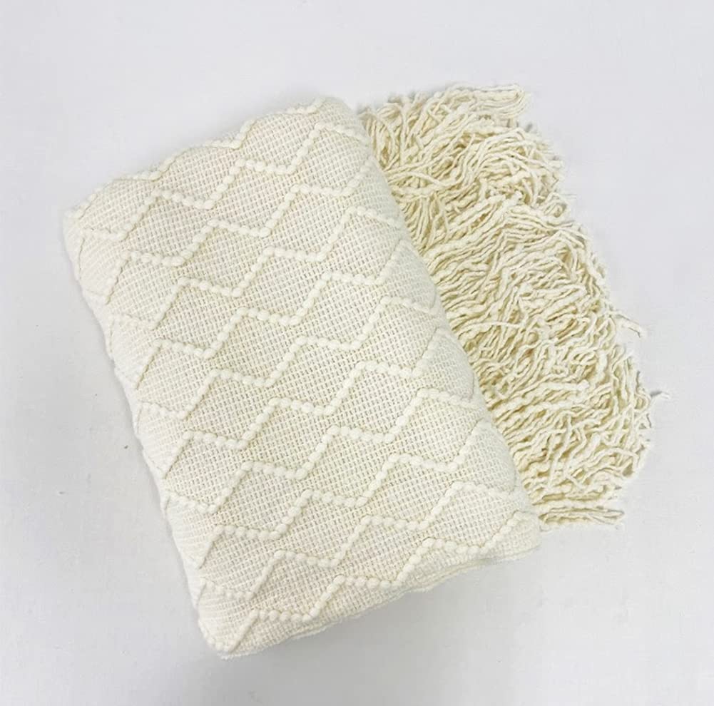 Fennco Styles Modern Textured Weave Knit Throw with Fringe 50" W x 60" L - Chevron Throw Blanket for Sofa, Couch, Living Room, Bedroom Décor