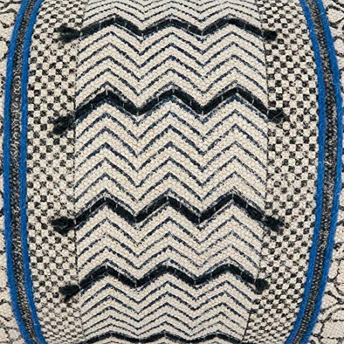 Fennco Styles Boho Rug Design Cotton Decorative Throw Pillow 16" W x 24" L - Blue Geometric Cushion for Home, Couch, Living Room, Office and Bedroom Decor