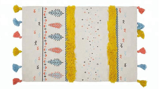 Fennco Styles Embroidered Multicolor Fringe Tassel Area Rug 24" W x 36" L Small Rug for Living Room, Kids Room, Bedroom Décor