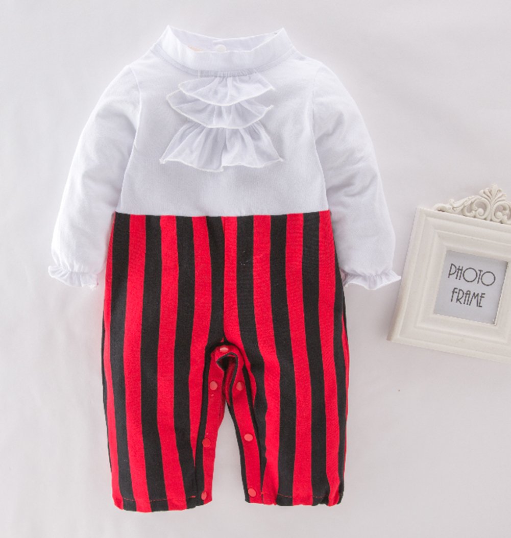 stylesilove Infant Baby Boy Cap'N Stinker Pirate Jumpsuit, Vest, Hat and Belt 4pcs Halloween Outfit Festival Clothing Set