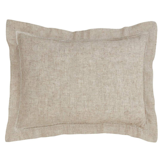 Fennco Styles Classic Hemstitched Linen Blend Decorative Throw Pillow Cover 14 x 20 Inch - Natural Pillow Case for Home, Couch, Living Room and Bedroom Décor