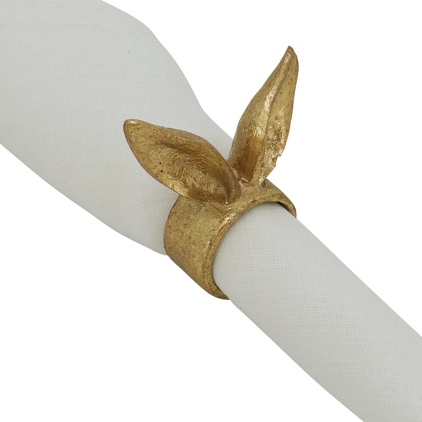 Fennco Styles Bunny Ears Resin Decorative Napkin Rings, Set of 4 - Gold Napkin Holders for Home, Dining Table, Banquets, Easter, Holiday Décor and Special Occasion