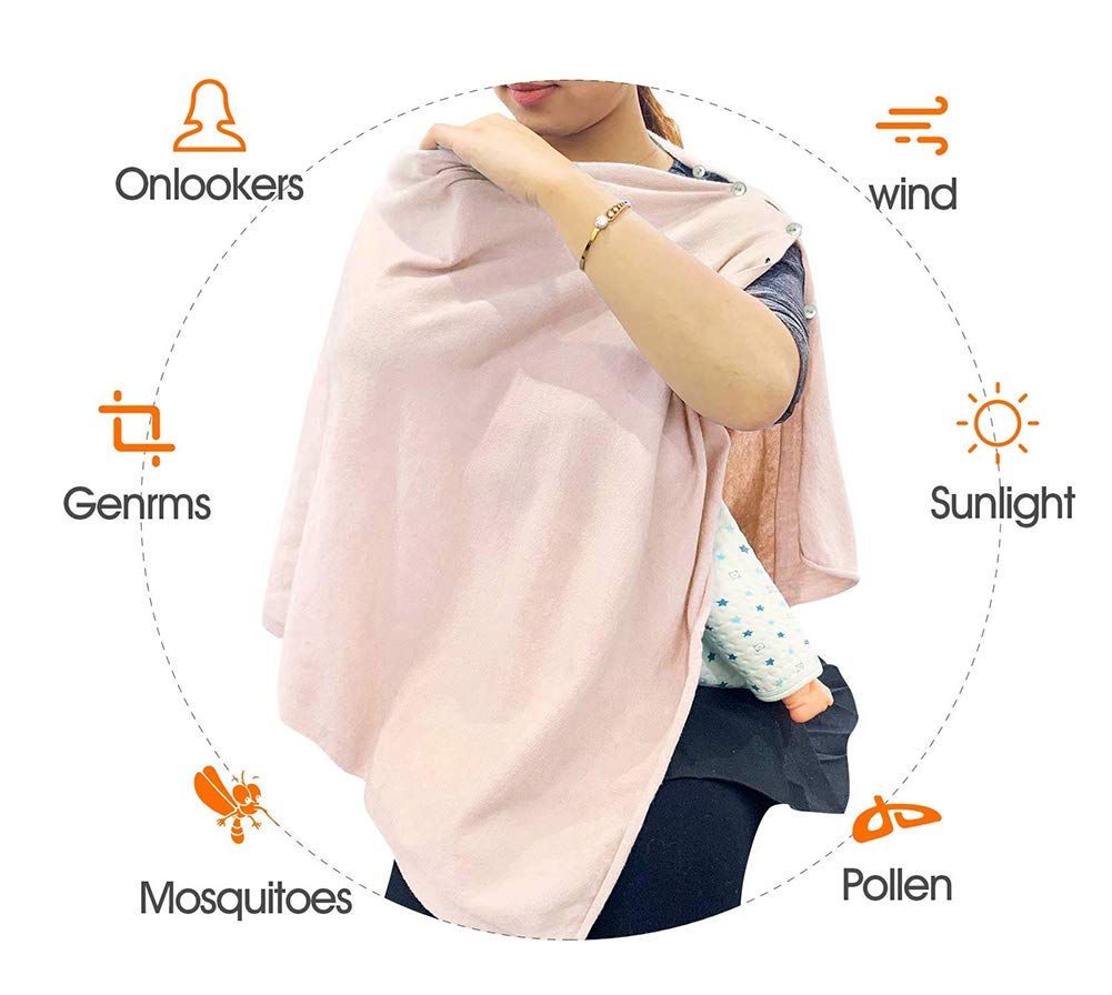 stylesilove Multi-Use Knit Nursing Shawl Poncho Adjustable Buttons for Breastfeeding Protection Nursing Cover Infinity Scarf