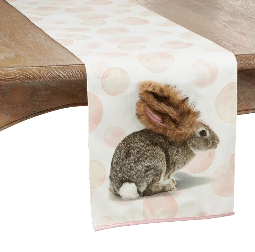 Fennco Styles Holiday Bunny Bubbled Table Runner 13 x 72 Inch – Pink Table Cover for Home Décor, Dining Table, Banquets, Easter, Holidays and Special Events