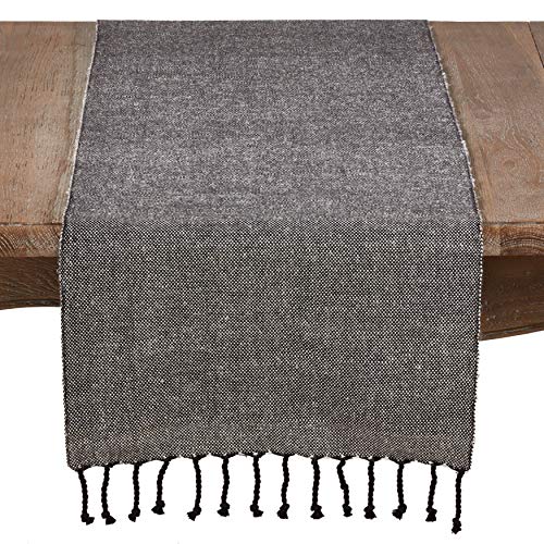 Fennco Styles Stylish Cotton Blend Solid Color Tassel Decorative Table Runner
