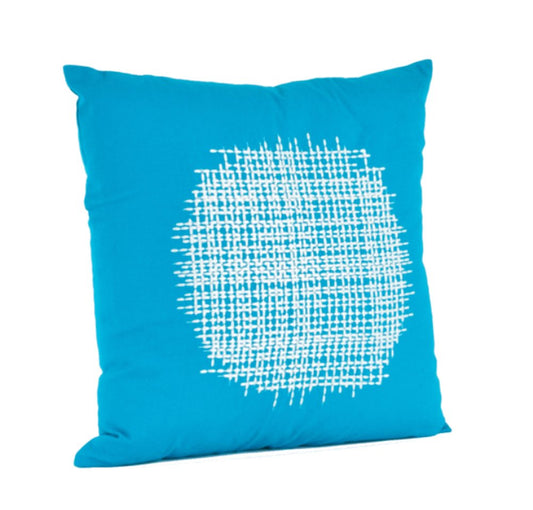 Fennco Styles Spic Market Collection Contemporary Stitched 100% Pure Cotton 18 x 18 Inch Down Filled Throw Pillow – Turquoise Throw Pillow for Couch, Bedroom and Living Room Décor