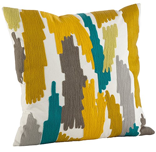 Fennco Styles Bright Brushstroke Cotton Down Filled Throw Pillow - 20" Square