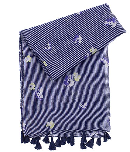 stylesilove Women Cozy Tassels Oblong Cotton Scarf Lightweight Shawls Wrap