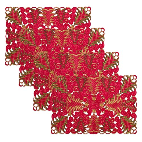 Fennco Styles Embroidered Christmas Tree Cutwork Tablecloths