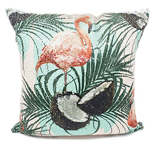 Fennco Styles Reversible Flamingo Mermaid Sequin Magic Throw Pillow 16" Square-5 Designs