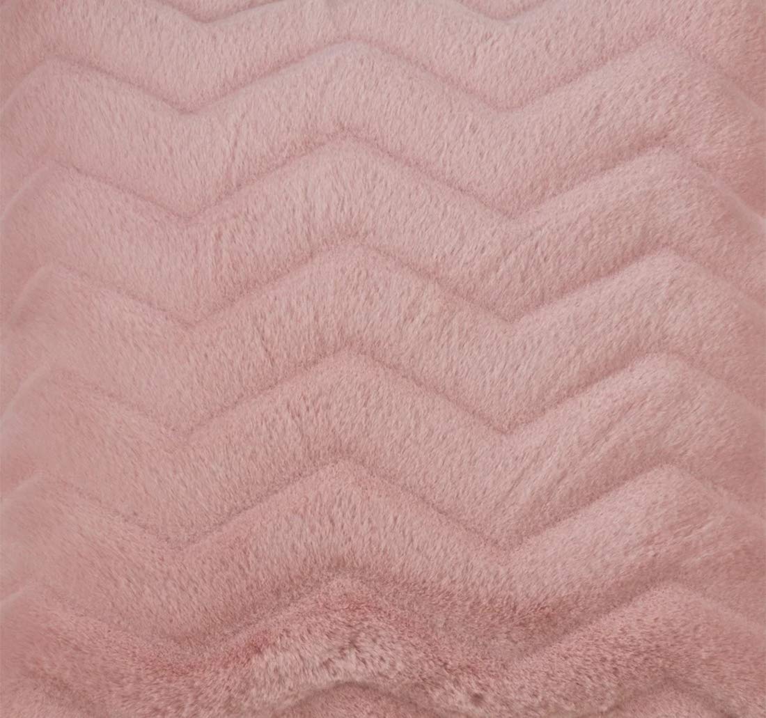 Fennco Styles Cozy Chevron Faux Fur Decorative Throw Pillow Cover & Insert 18 x 18 Inch - Rose Throw Pillow for Home, Couch, Living Room and Bedroom Décor