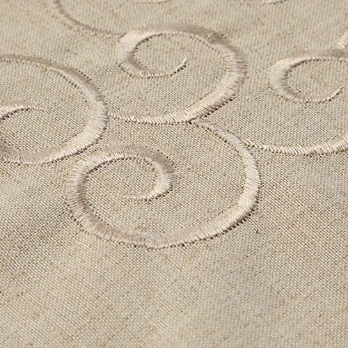 Fennco Styles Holiday Embroidered Swirl Design Decorative Linen Blend Christmas Tree Skirt 68" Round