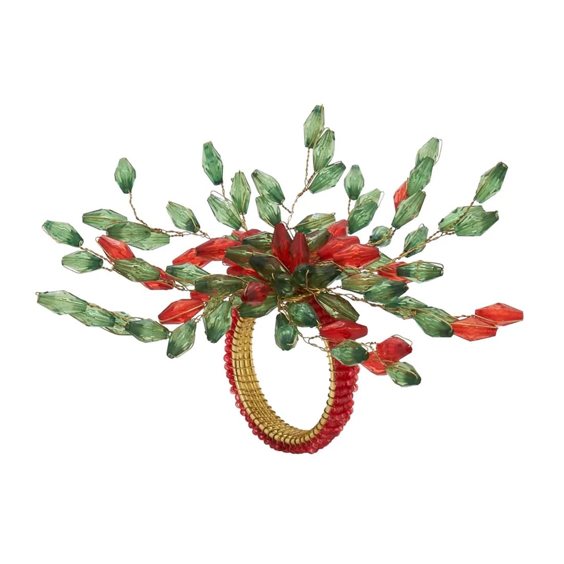 Fennco Styles Hand Beaded Flower Design Decorative Napkin Rings, Set of 4 - Glass Beads Napkin Holders for Home, Dining Table, Banquets, Christmas Décor and Special Occasion