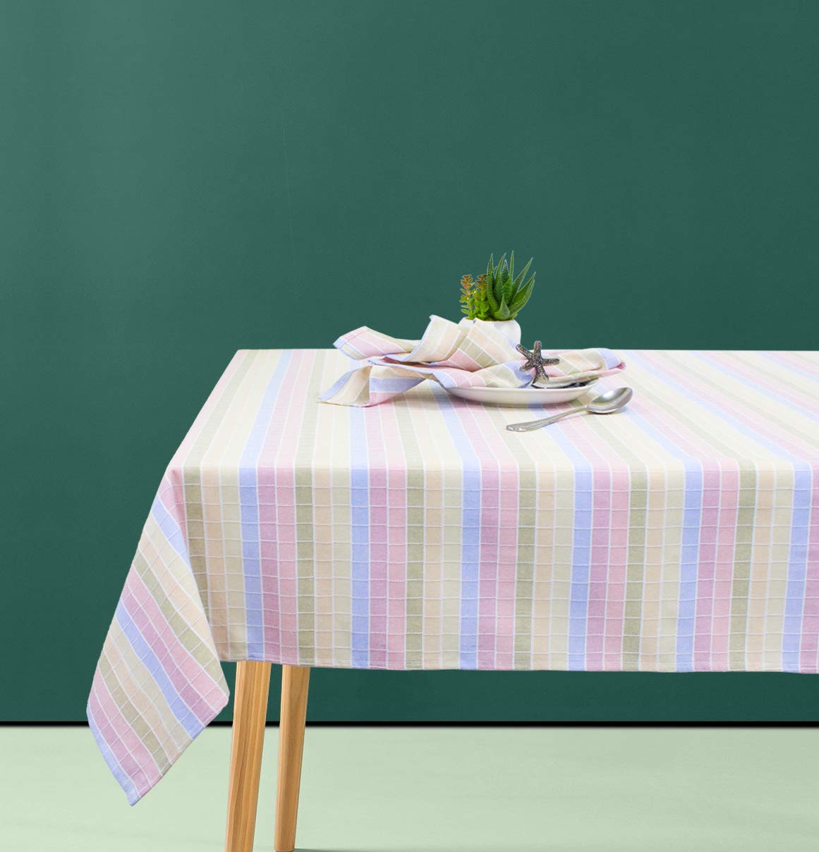 Fennco Styles Luscious Stitched Checkered Cotton Table Runner 16 x 90 Inch - Multicolor Table Linens for Everyday Use, Banquets, Wedding and Special Events