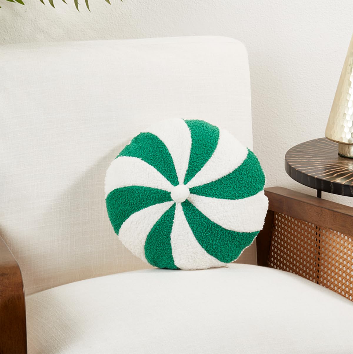 Fennco Styles Festive Candy Cane Design Decorative Filled Throw Pillow